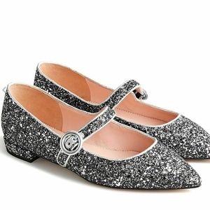 NEW JCREW glitter sparkle point toe Mary Janes - 11